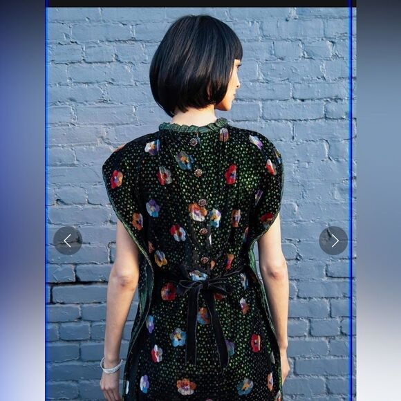 Anthropologie Eva Franco Mini Dress Womens Floral Velvet Multicolored Sz XL NWT - Picture 4 of 16